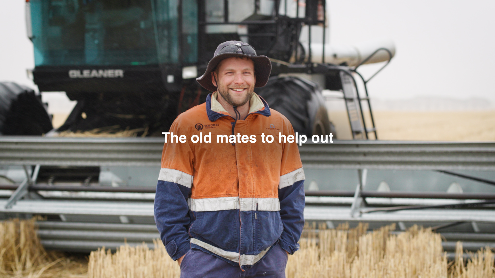 a man in front of a header with text stating the old mates to help out